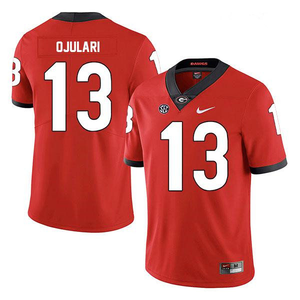 Mens #13 Azeez Ojulari Georgia Bulldogs Stitched Nike Team Color Red College Football Game Jersey S-3XL