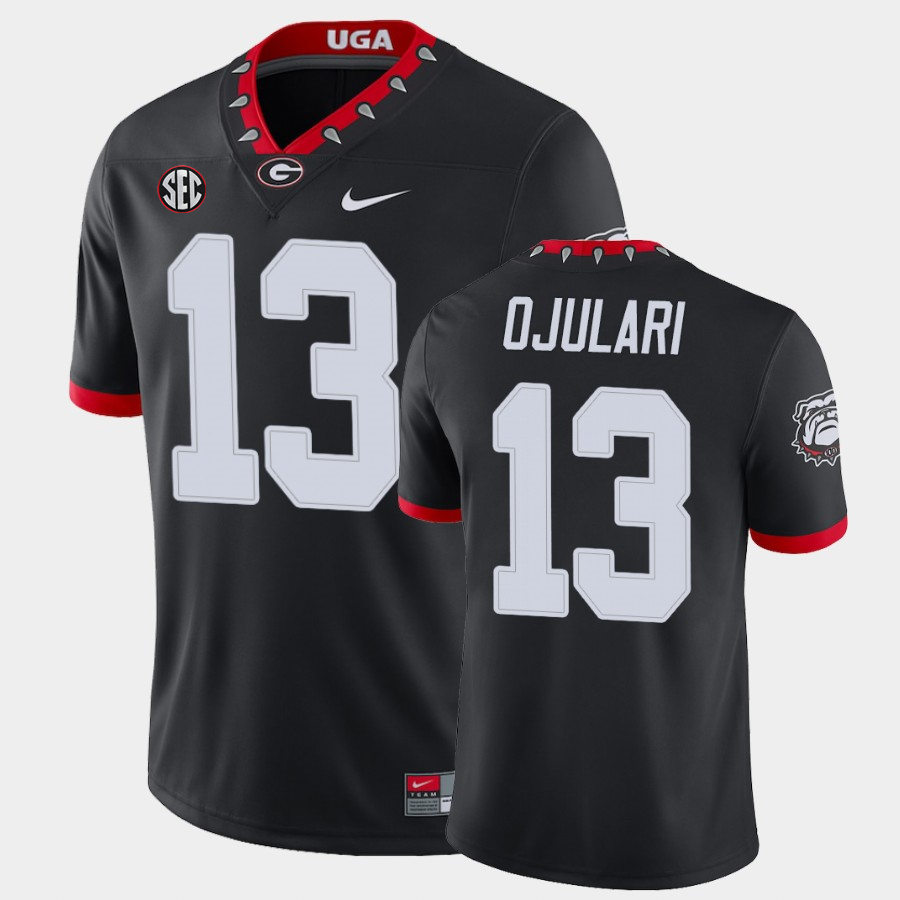 Mens #13 Azeez Ojulari Georgia Bulldogs Stitched Nike Black Alternate Mascot 100th Anniversary College Football Game Jersey S-3XL
