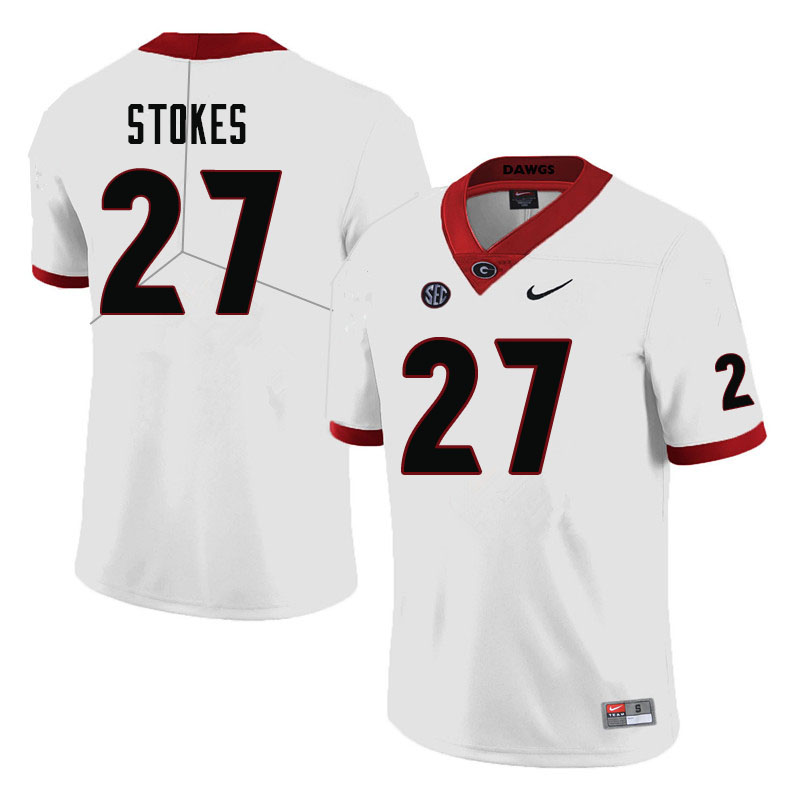 Mens #27 Eric Stokes Georgia Bulldogs Stitched Nike White College Football Game Jersey S-3XL