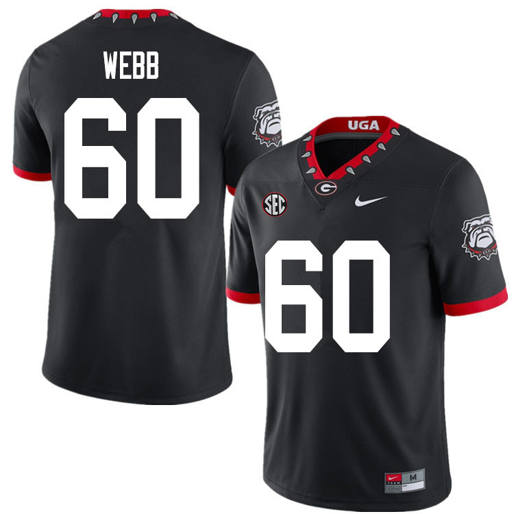 Mens #60 Clay Webb Georgia Bulldogs Stitched Nike Black Alternate Mascot 100th Anniversary College Football Game Jersey S-3XL