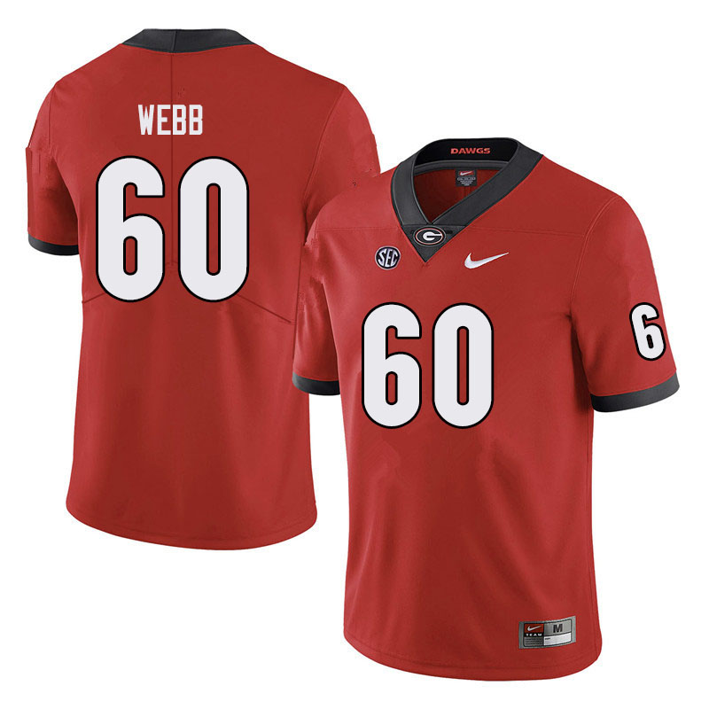 Mens #60 Clay Webb Georgia Bulldogs Stitched Nike Team Color Red College Football Game Jersey S-3XL