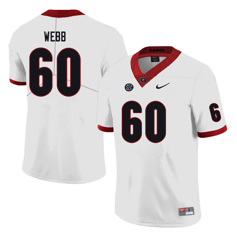Mens #60 Clay Webb Georgia Bulldogs Stitched Nike White College Football Game Jersey S-3XL