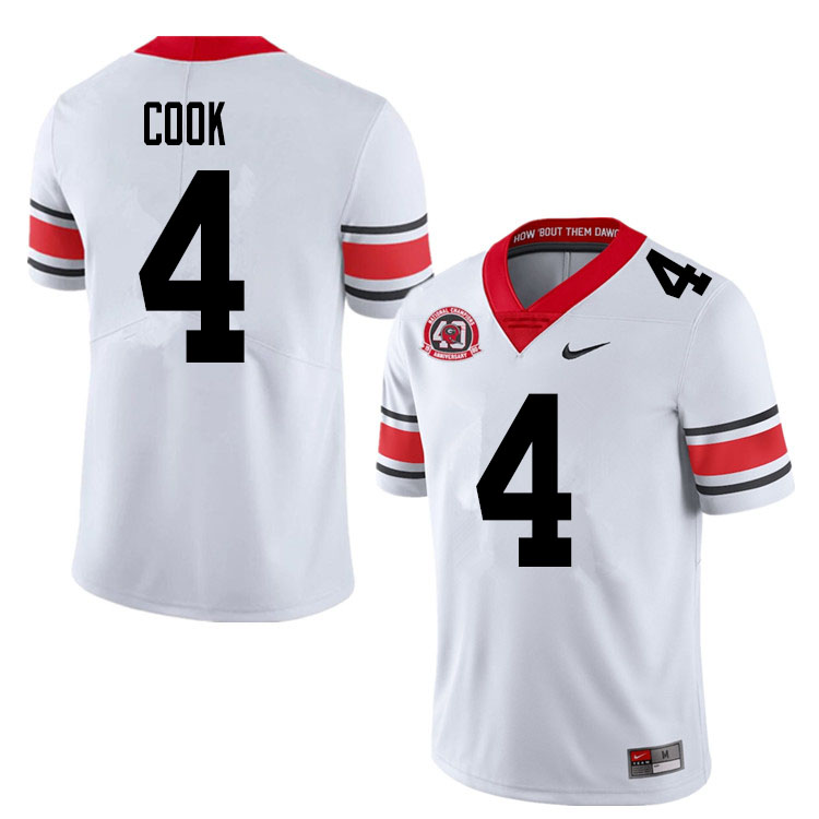 Mens #4 James Cook Georgia Bulldogs Stitched Nike White Alternate 40th anniversary College Football Game Jersey S-3XL