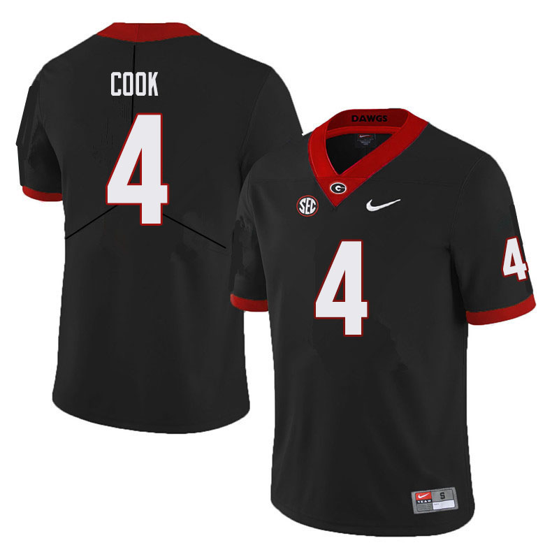 Mens #4 James Cook Georgia Bulldogs Stitched Nike Black College Football Game Jersey S-3XL 