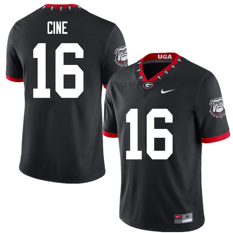 Mens #16 Lewis Cine Georgia Bulldogs Stitched Nike Black Alternate Mascot 100th Anniversary College Football Game Jersey S-3XL