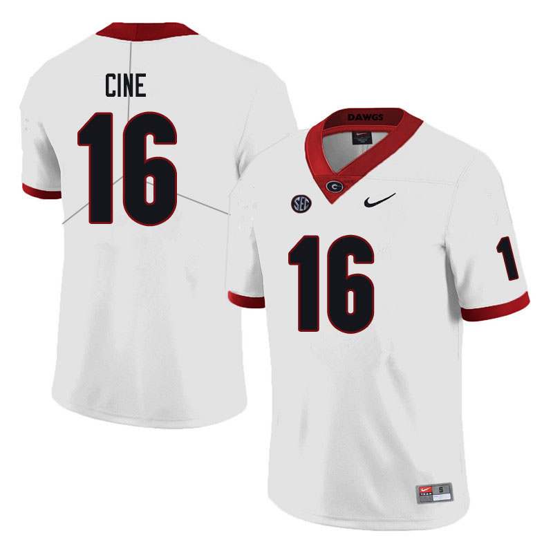 Mens #16 Lewis Cine Georgia Bulldogs Stitched Nike White College Football Game Jersey S-3XL