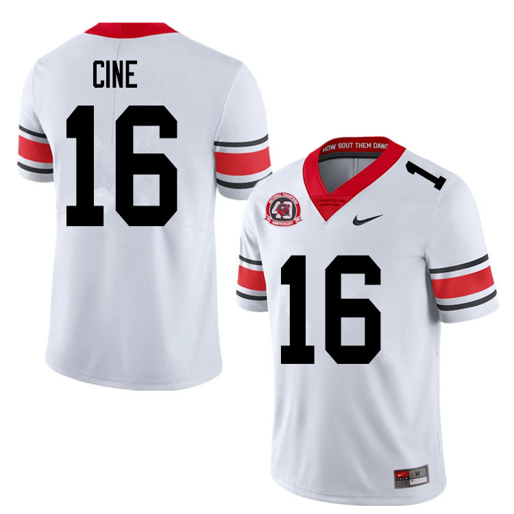 Mens #16 Lewis Cine Georgia Bulldogs Stitched Nike White Alternate 40th anniversary College Football Game Jersey S-3XL