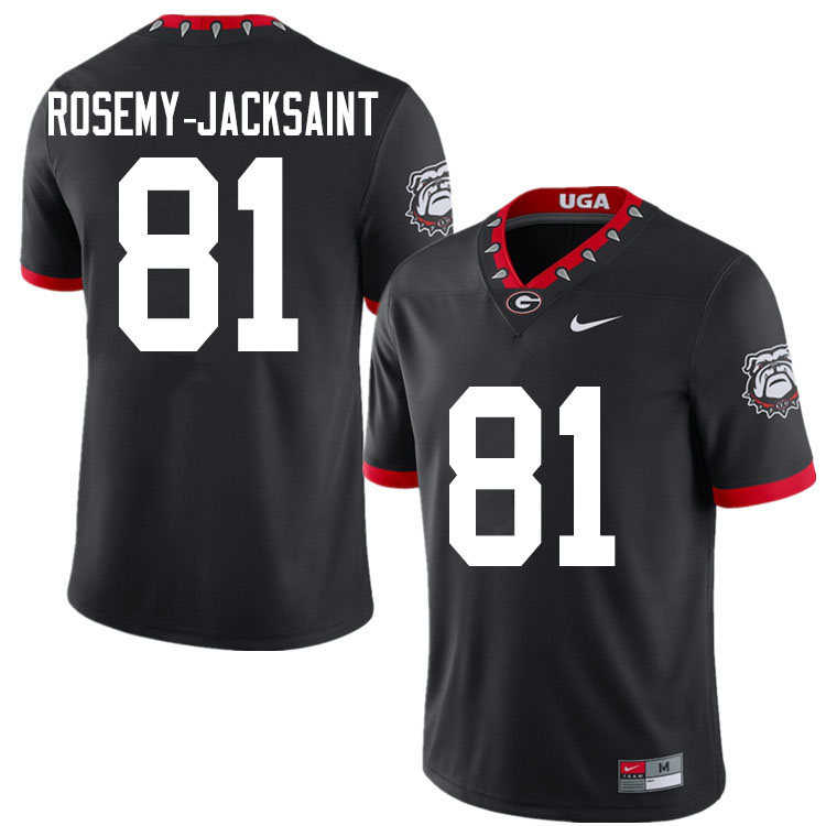 Mens #81 Marcus Rosemy-Jacksaint Georgia Bulldogs Stitched Nike Black Alternate Mascot 100th Anniversary College Football Game Jersey S-3XL
