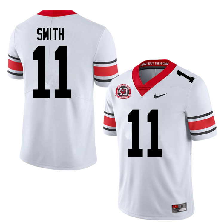 Mens #11 Arian Smith Georgia Bulldogs Stitched Nike White Alternate 40th anniversary College Football Game Jersey S-3XL