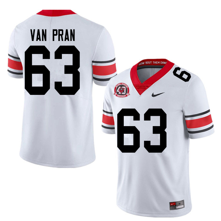 Mens #63 Sedrick Van Pran Georgia Bulldogs Stitched Nike White Alternate 40th anniversary College Football Game Jersey S-3XL