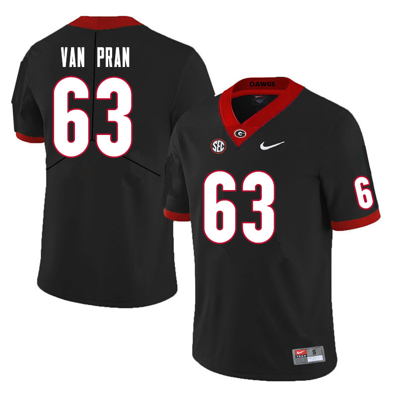 Mens #63 Sedrick Van Pran Georgia Bulldogs Stitched Nike Black College Football Game Jersey S-3XL 