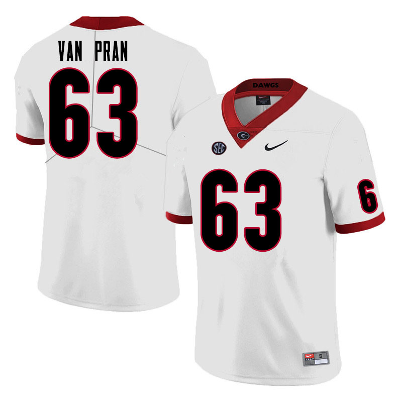 Mens #63 Sedrick Van Pran Georgia Bulldogs Stitched Nike White College Football Game Jersey S-3XL