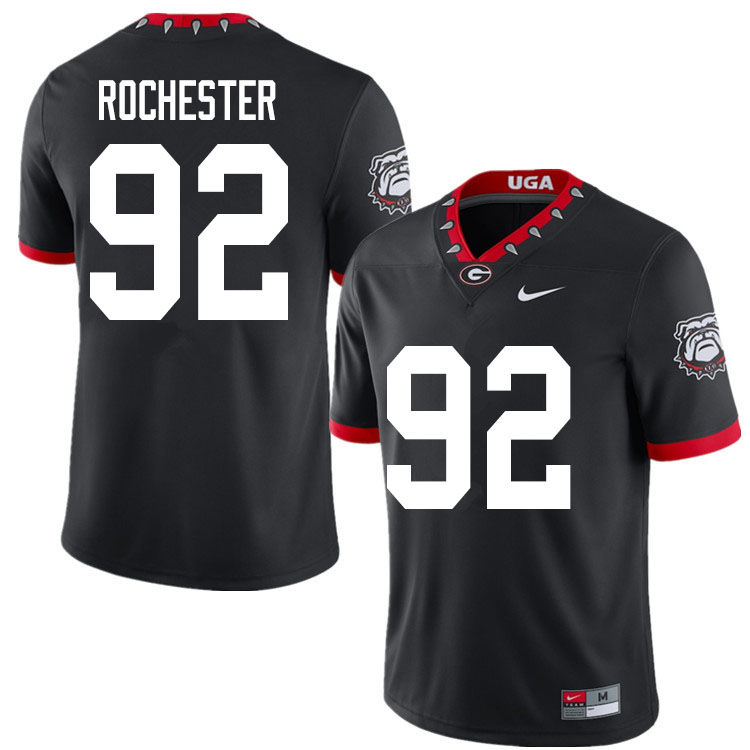 Mens #92 Julian Rochester Georgia Bulldogs Stitched Nike Black Alternate Mascot 100th Anniversary College Football Game Jersey S-3XL