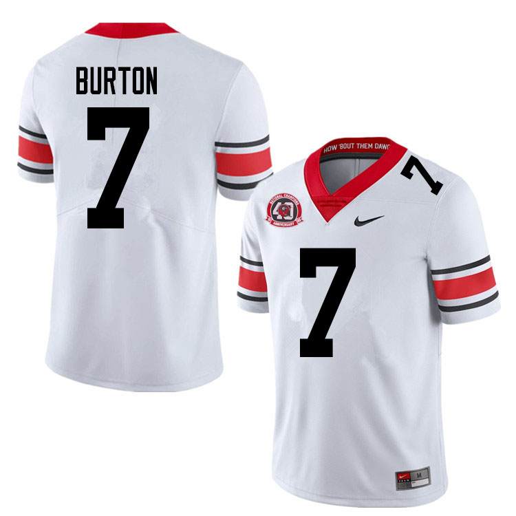 Mens #7 Jermaine Burton Georgia Bulldogs Stitched Nike White Alternate 40th anniversary College Football Game Jersey S-3XL