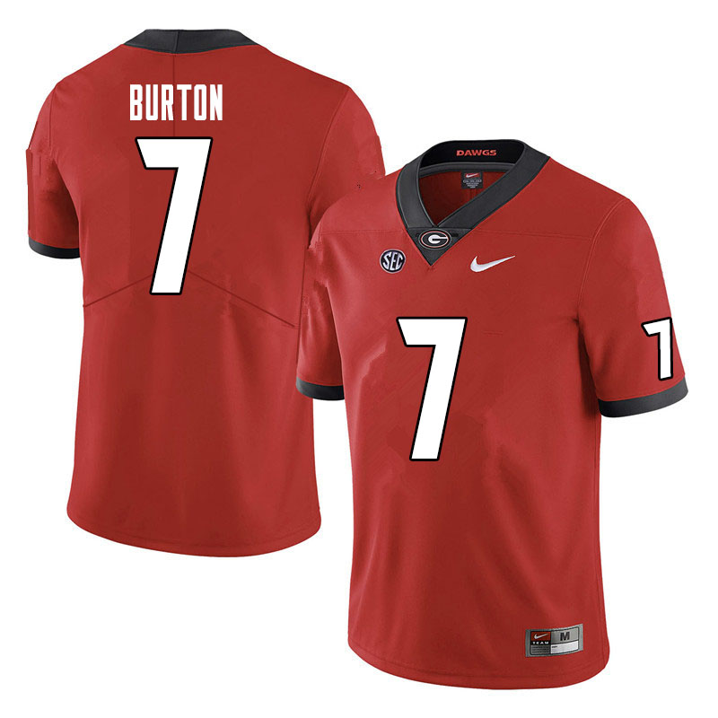 Mens #7 Jermaine Burton Georgia Bulldogs Stitched Nike Team Color Red College Football Game Jersey S-3XL