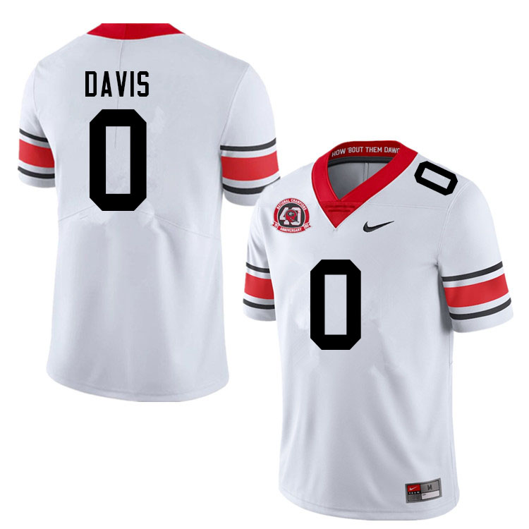 Mens #0 Rian Davis Georgia Bulldogs Stitched Nike White Alternate 40th anniversary College Football Game Jersey S-3XL