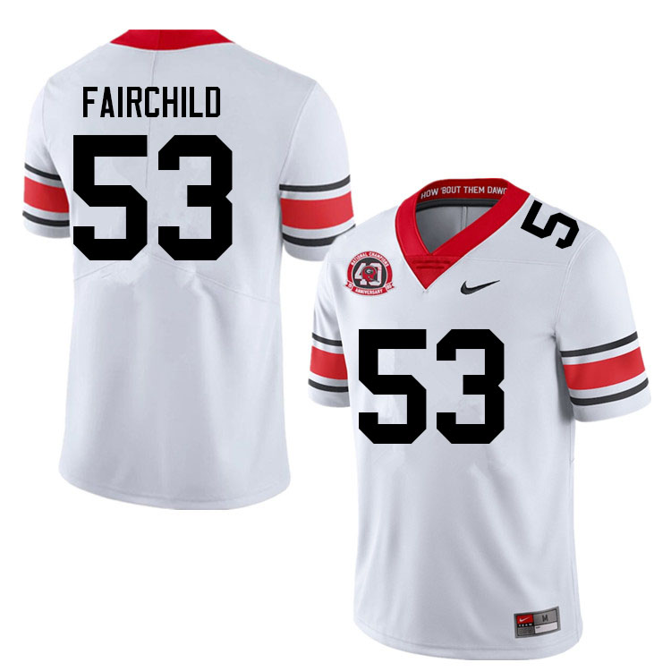 Mens #53 Dylan Fairchild Georgia Bulldogs Stitched Nike White Alternate 40th anniversary College Football Game Jersey S-3XL