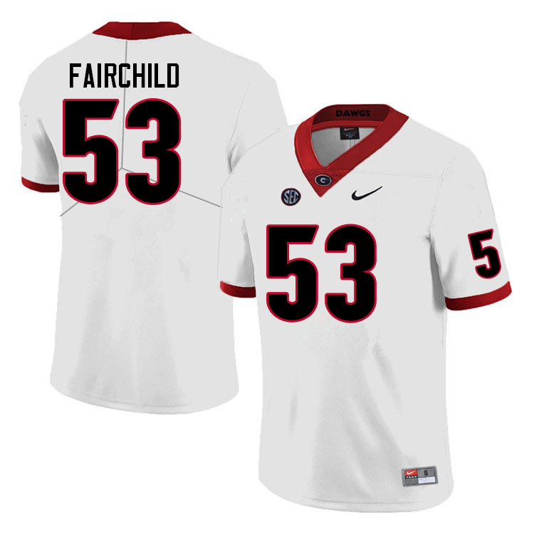 Mens #53 Dylan Fairchild Georgia Bulldogs Stitched Nike White College Football Game Jersey S-3XL