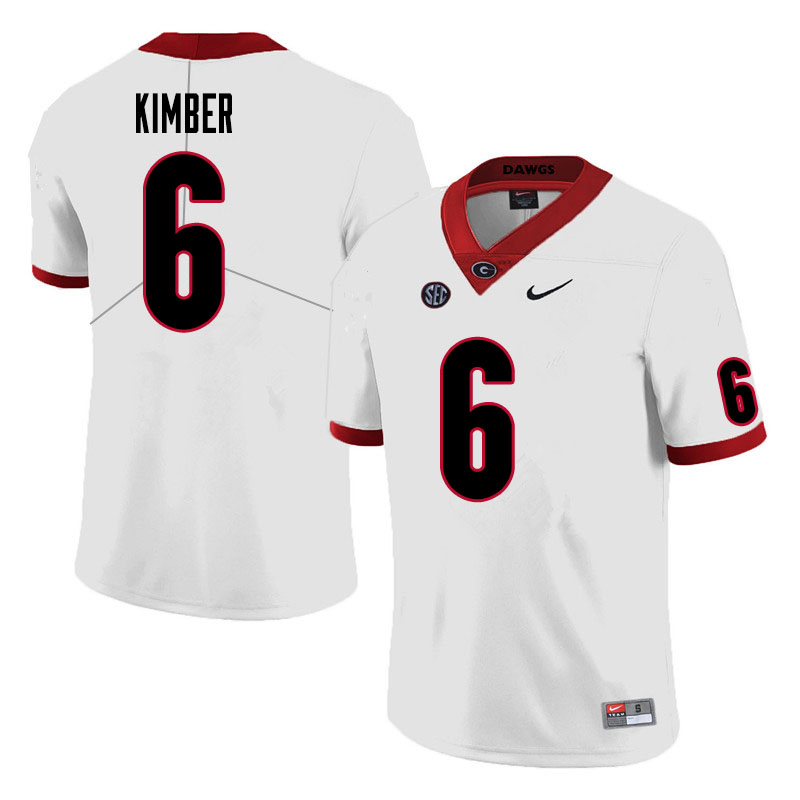 Mens #6 Jalen Kimber Georgia Bulldogs Stitched Nike White College Football Game Jersey S-3XL