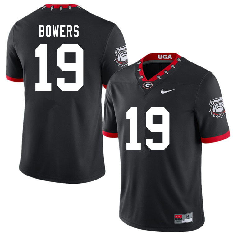 Mens #19 Brock Bowers Georgia Bulldogs Stitched Nike Black Alternate Mascot 100th Anniversary College Football Game Jersey S-3XL