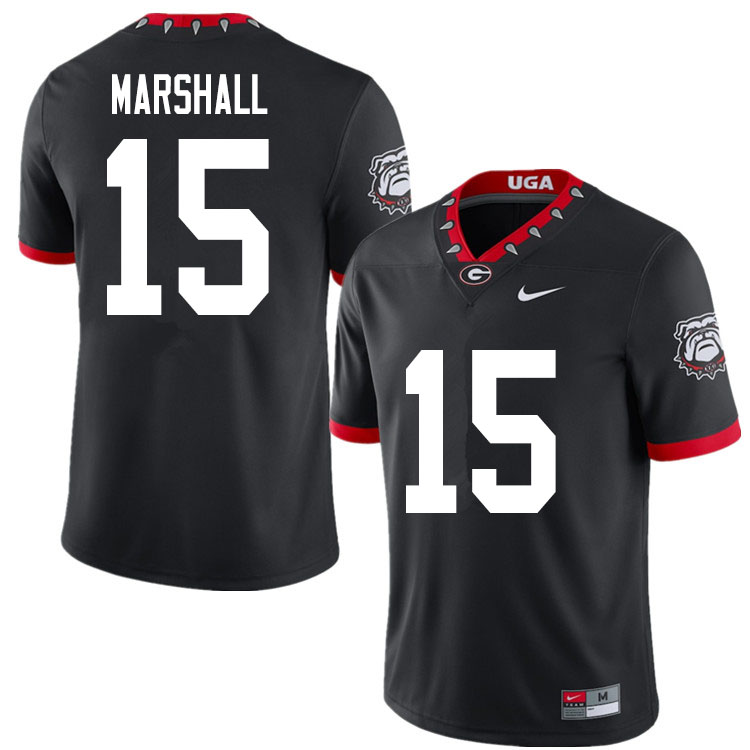 Mens #15 Trezmen Marshall Georgia Bulldogs Stitched Nike Black Alternate Mascot 100th Anniversary College Football Game Jersey S-3XL