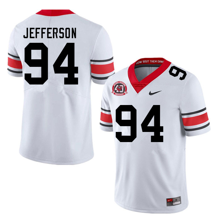 Mens #94 Jonathan Jefferson Georgia Bulldogs Stitched Nike White Alternate 40th anniversary College Football Game Jersey S-3XL