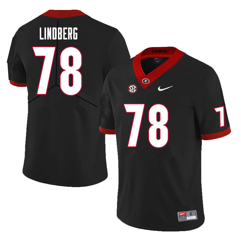 Mens #78 Chad Lindberg Georgia Bulldogs Stitched Nike Black College Football Game Jersey S-3XL 