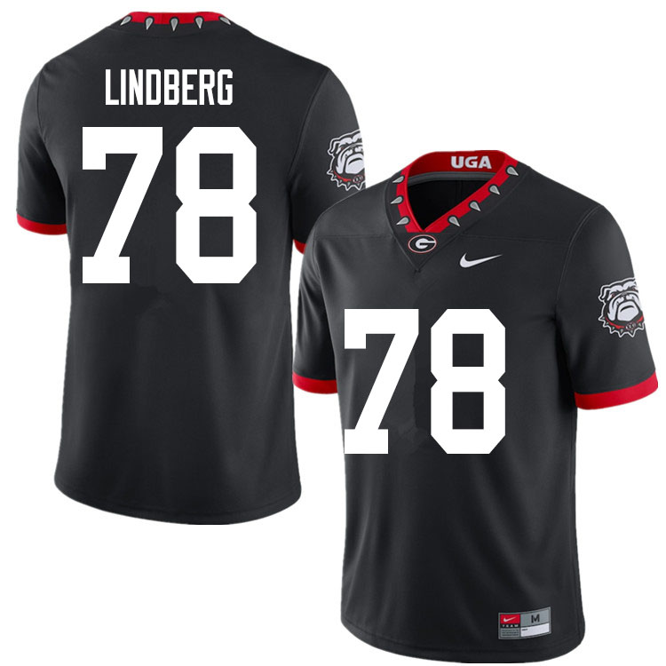 Mens #78 Chad Lindberg Georgia Bulldogs Stitched Nike Black Alternate Mascot 100th Anniversary College Football Game Jersey S-3XL