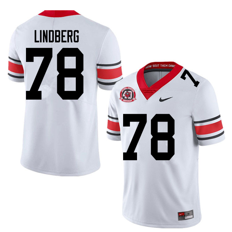 Mens #78 Chad Lindberg Georgia Bulldogs Stitched Nike White Alternate 40th anniversary College Football Game Jersey S-3XL