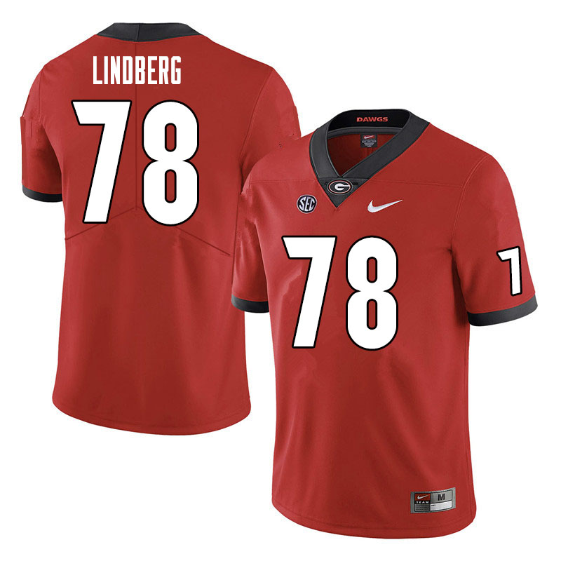Mens #78 Chad Lindberg Georgia Bulldogs Stitched Nike Team Color Red College Football Game Jersey S-3XL