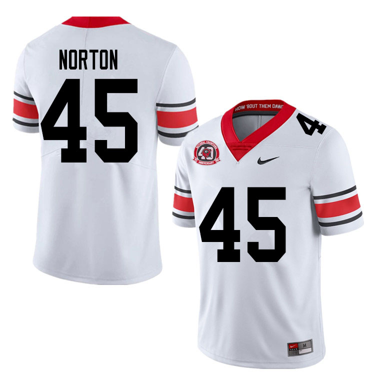 Mens #45 Bill Norton Georgia Bulldogs Stitched Nike White Alternate 40th anniversary College Football Game Jersey S-3XL