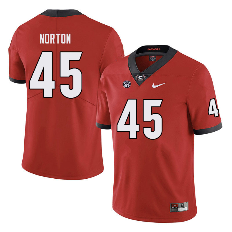 Mens #45 Bill Norton Georgia Bulldogs Stitched Nike Team Color Red College Football Game Jersey S-3XL