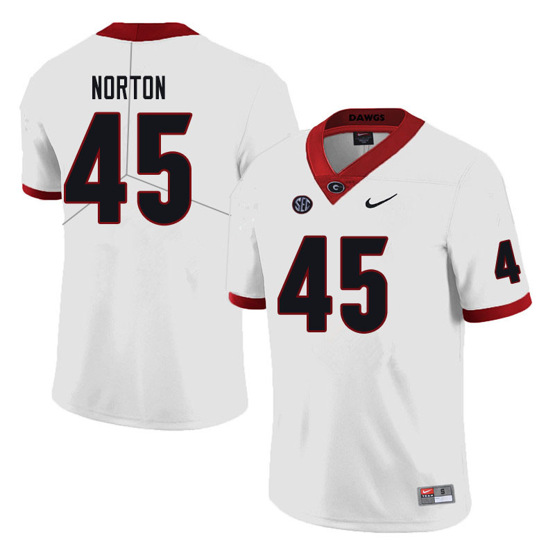 Mens #45 Bill Norton Georgia Bulldogs Stitched Nike White College Football Game Jersey S-3XL