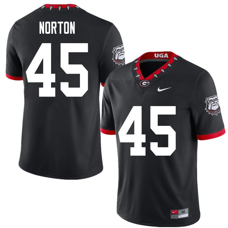 Mens #45 Bill Norton Georgia Bulldogs Stitched Nike Black Alternate Mascot 100th Anniversary College Football Game Jersey S-3XL