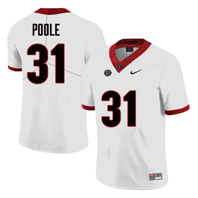 Mens #31 William Poole Georgia Bulldogs Stitched Nike White College Football Game Jersey S-3XL