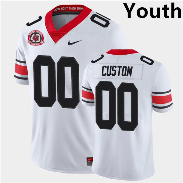 Youth Custom Georgia Bulldogs Alternate 40th anniversary College Football Game Jersey Nike White S-2XL