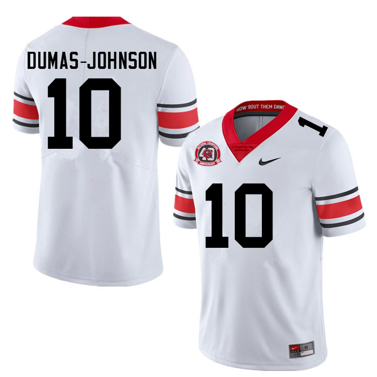 Mens #10 Jamon Dumas-Johnson Georgia Bulldogs Stitched Nike White Alternate 40th anniversary College Football Game Jersey S-3XL