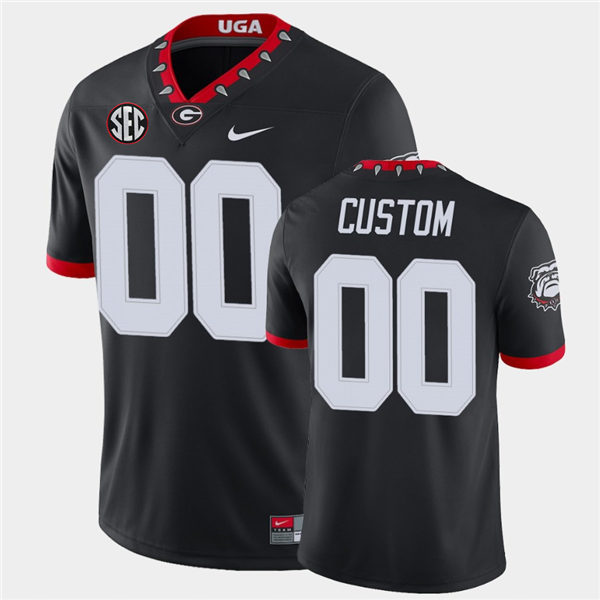 Men's Custom Georgia Bulldogs Mascot 100th Anniversary College Football Game Jersey Nike Black Alternate S-3XL