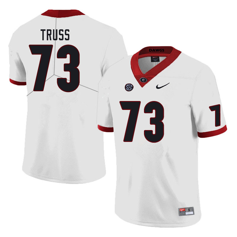 Mens #73 Xavier Truss Georgia Bulldogs Stitched Nike White College Football Game Jersey S-3XL