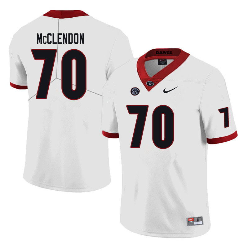 Mens #70 Warren McClendon Georgia Bulldogs Stitched Nike White College Football Game Jersey S-3XL