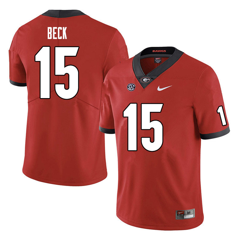 Mens #15 Carson Beck Georgia Bulldogs Stitched Nike Team Color Red College Football Game Jersey S-3XL