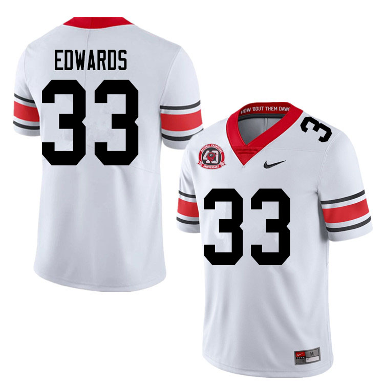 Mens #33 Daijun Edwards Georgia Bulldogs Stitched Nike White Alternate 40th anniversary College Football Game Jersey S-3XL