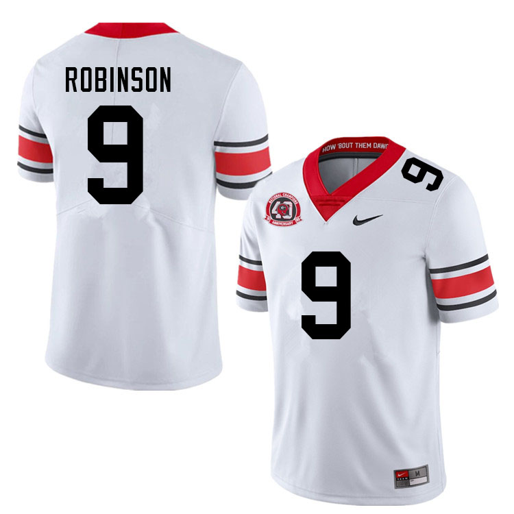 Mens #9 Justin Robinson Georgia Bulldogs Stitched Nike White Alternate 40th anniversary College Football Game Jersey S-3XL