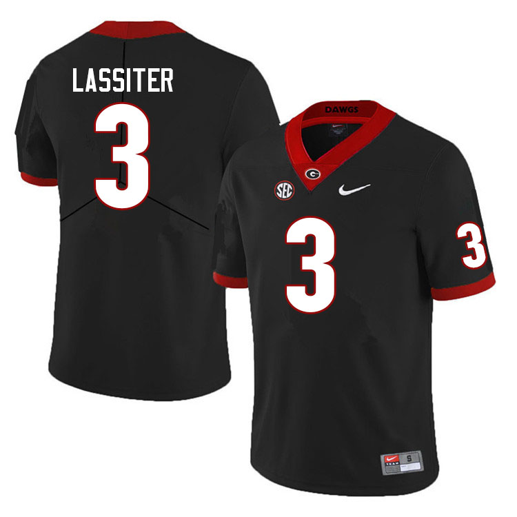 Mens #3 Kamari Lassiter Georgia Bulldogs Stitched Nike Black College Football Game Jersey S-3XL 