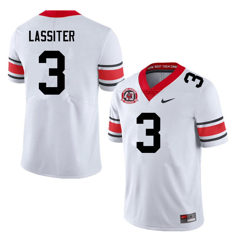 Mens #3 Kamari Lassiter Georgia Bulldogs Stitched Nike White Alternate 40th anniversary College Football Game Jersey S-3XL