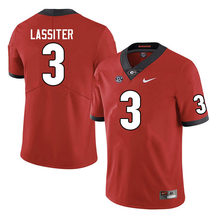 Mens #3 Kamari Lassiter Georgia Bulldogs Stitched Nike Team Color Red College Football Game Jersey S-3XL