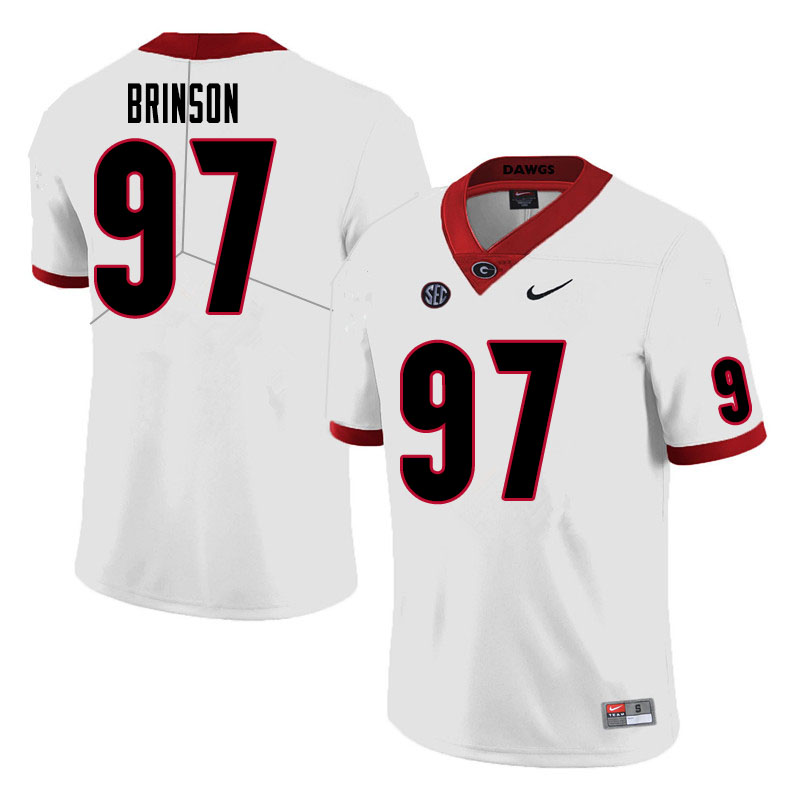 Mens #97 Warren Brinson Georgia Bulldogs Stitched Nike White College Football Game Jersey S-3XL