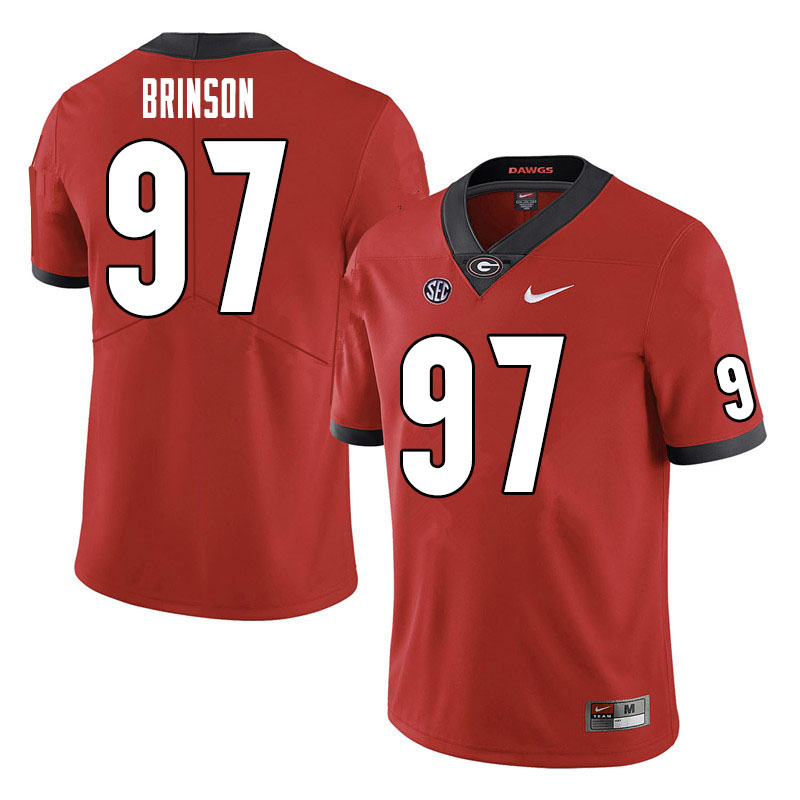 Mens #97 Warren Brinson Georgia Bulldogs Stitched Nike Team Color Red College Football Game Jersey S-3XL