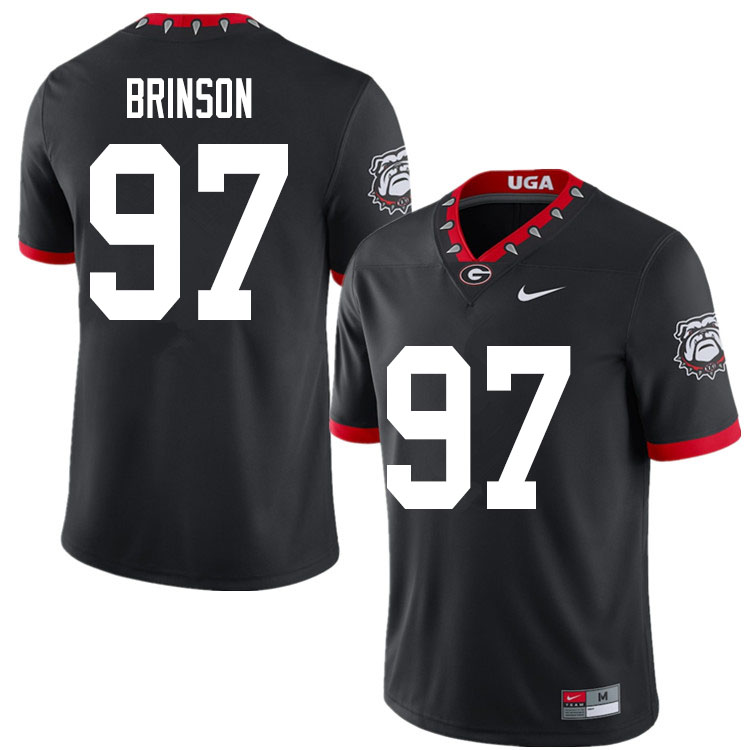 Mens #97 Warren Brinson Georgia Bulldogs Stitched Nike Black Alternate Mascot 100th Anniversary College Football Game Jersey S-3XL