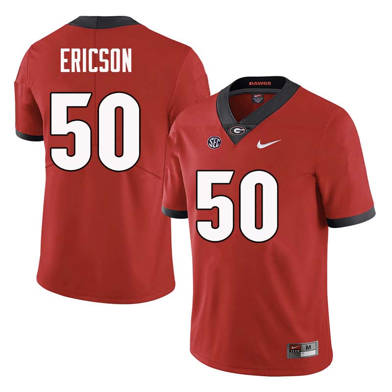Mens #50 Warren Ericson Georgia Bulldogs Stitched Nike Team Color Red College Football Game Jersey S-3XL